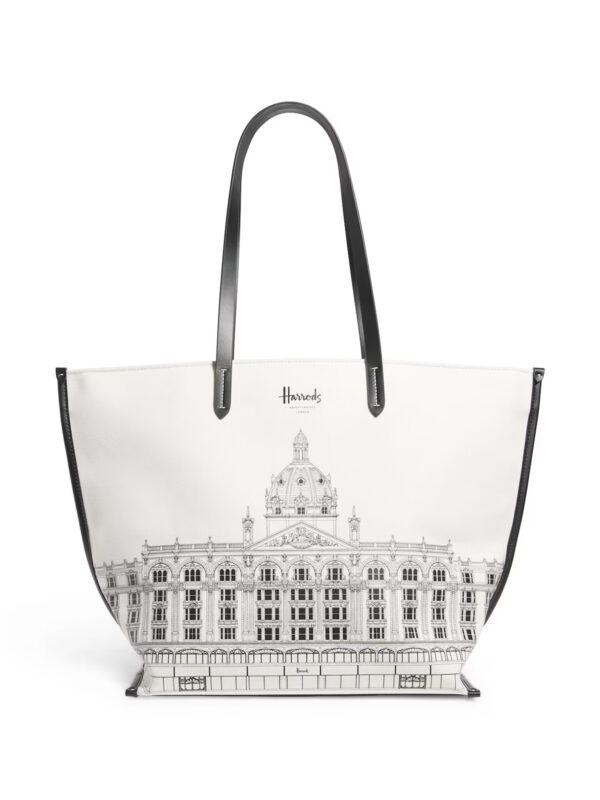 Harrods 建築皮革滾邊帆布肩背包