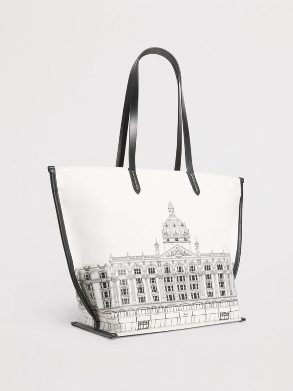 Harrods 建築皮革滾邊帆布肩背包