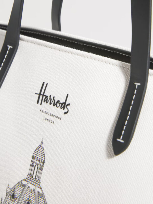 Harrods 建築皮革滾邊帆布肩背包
