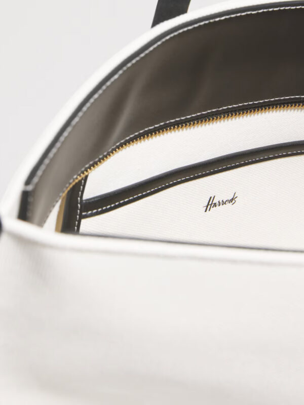 Harrods 建築皮革滾邊帆布肩背包