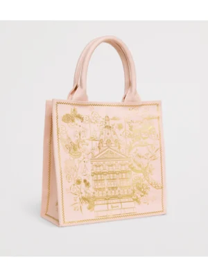 英國正品 Harrods 純棉手提購物袋細節 - 搭配實用內插袋與便利磁力開合設計