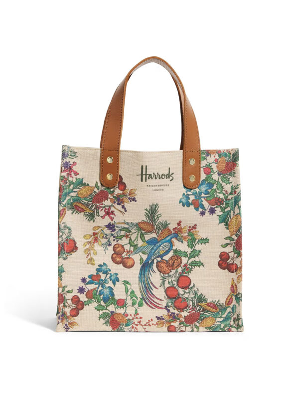 HDBA2432005_1w Harrods 提花設計棉麻布料輕便手提包