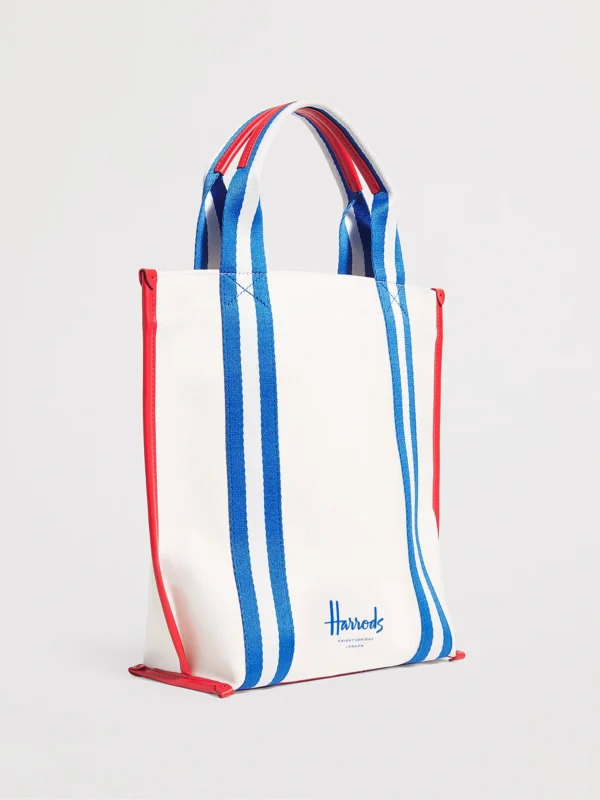 英國國旗織帶帆布皮革手提包 Harrods 英國國旗織帶帆布皮革手提包