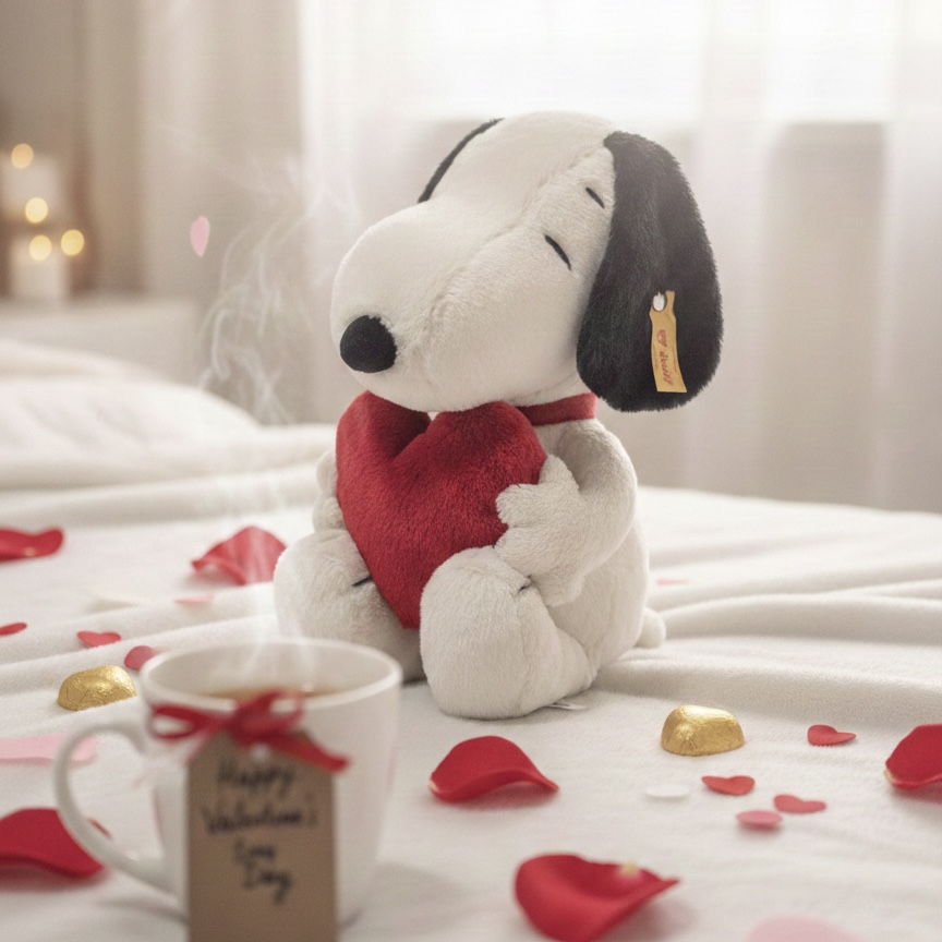 德國Steiff SNOOPY 不銹鋼耳釦愛心史努比絨毛玩偶 七夕送禮 白色情人節 女友生日禮物