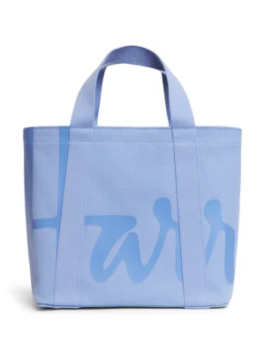 Harrods 純棉帆布購物袋 - 清新粉藍色款極簡英倫女包設計