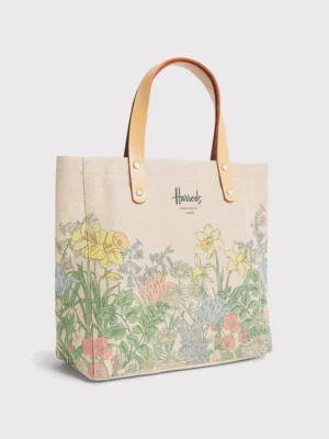 Harrods 復活節花卉印花棉麻手提包