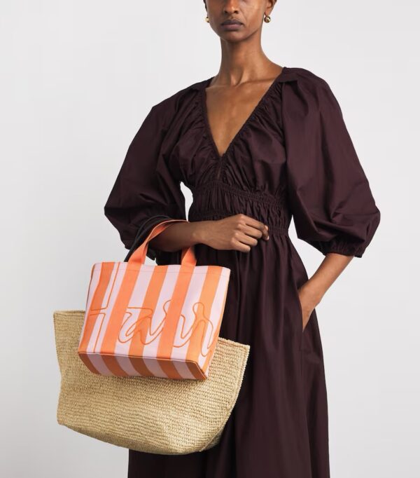 HDBA2612002-22_1 Harrods 全棉條紋Logo手提袋