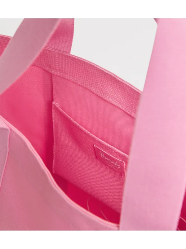 Harrods 大容量托特包內部空間展示，含實用內置插袋可收納小物 (粉紅)