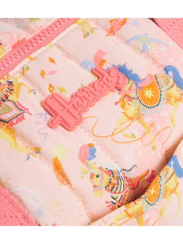 粉紅色 Harrods 兒童過夜包內部寬敞收納空間與大容量手提袋版型展示