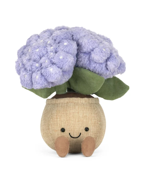 Jellycat 趣味繡球花絨毛娃娃 24cm 正面視角，帶有招牌微笑與燈芯絨短腿的盆栽造型玩偶