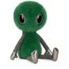 側面視角的 Jellycat Zyllan 外星人娃娃，凸顯其閃亮的金屬光澤手腳與精緻立體剪裁