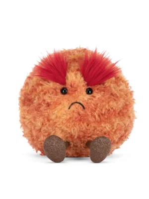 Jellycat Amuseables 炙熱火星星球絨毛娃娃正面氣呼呼表情特寫