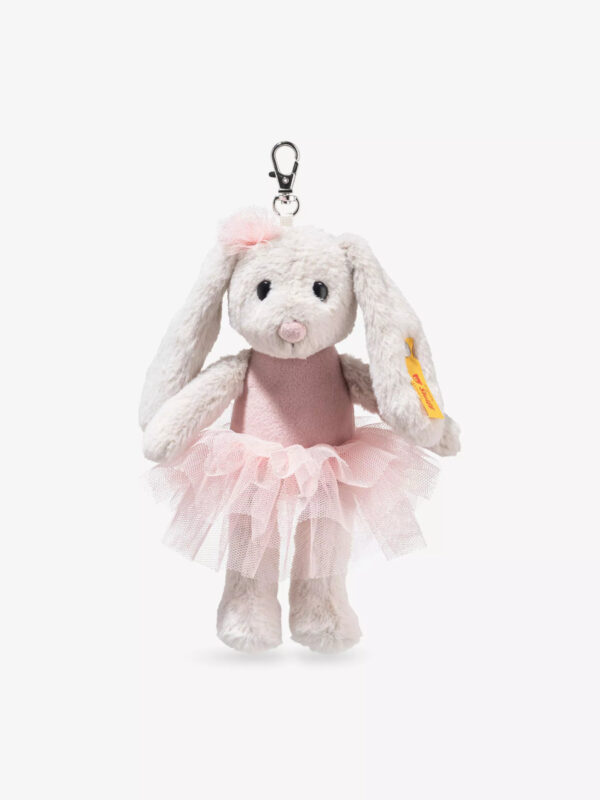 德國 Steiff Hoppie 粉紅芭蕾舞兔子包包吊飾正面照 - 英國代購正版絨毛掛飾