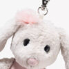 兔子絨毛娃娃鑰匙圈細節展示 - 具有品牌標誌性不銹鋼耳釦與長垂耳設計
