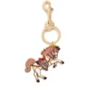 HARRODS Carousel Pony Keyring_1 英國 Harrods 旋轉木馬小馬鑰匙扣正面特寫,高質感金色金屬與精緻彩繪包包吊飾