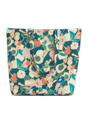 英國正品 Harrods 魔法商店環保購物袋經典綠展開正面，大容量與雙提把設計展示