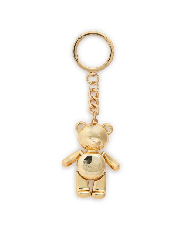 HARRODS Jointed Bear Keyring_1 英國 Harrods 活動關節金屬泰迪熊鑰匙圈正面特寫 - 高質感金色包包吊飾