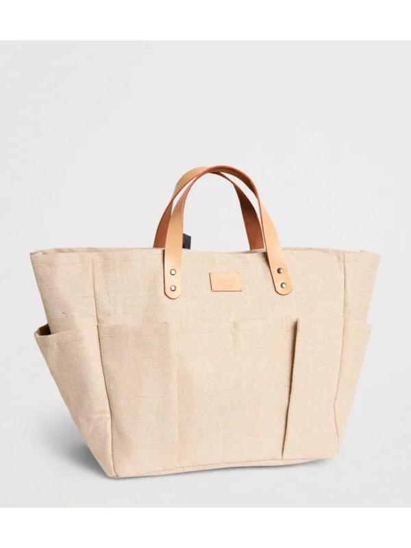 HARRODS Large Jute Garden Tote Bag_2 Harrods 黃麻花園手提袋背面外觀,適合日常通勤與購物的實用女包