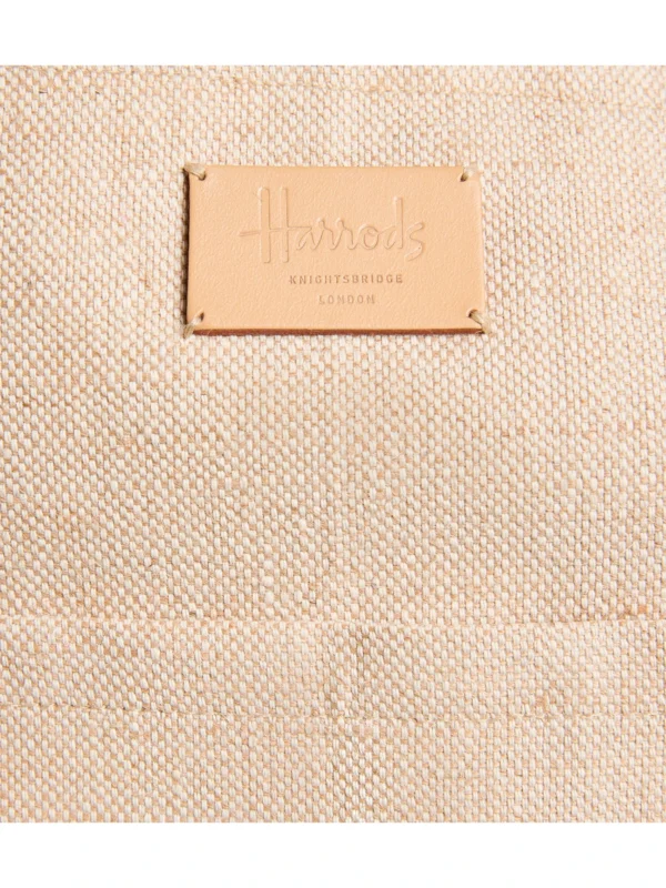 HARRODS Large Jute Garden Tote Bag_5 Harrods 黃麻花園手提袋細節特寫,高質感雙提手設計與棉質外層拼接