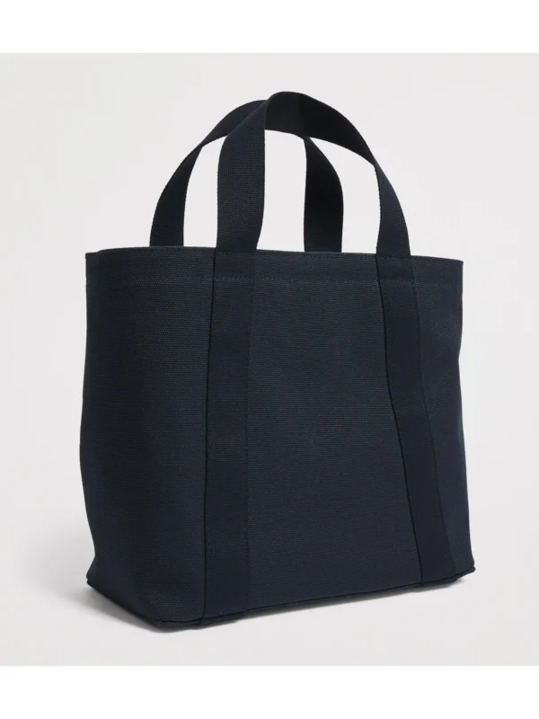 HARRODS Small Cotton Canvas British Rosette Tote Bag_2 英國直購正品 Harrods 女用手提包背面質感展示,深藍色帆布極簡百搭