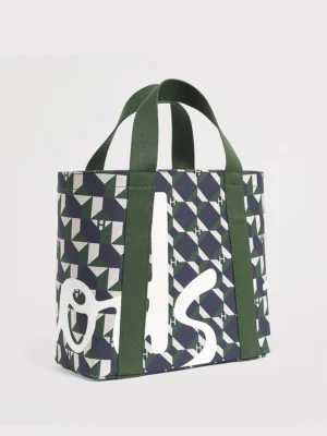 Harrods 重磅厚帆布幾何圖案Logo手提包