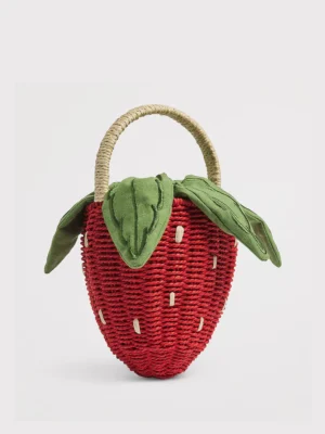 Harrods 草莓造型柳條編織手提肩背兩用包