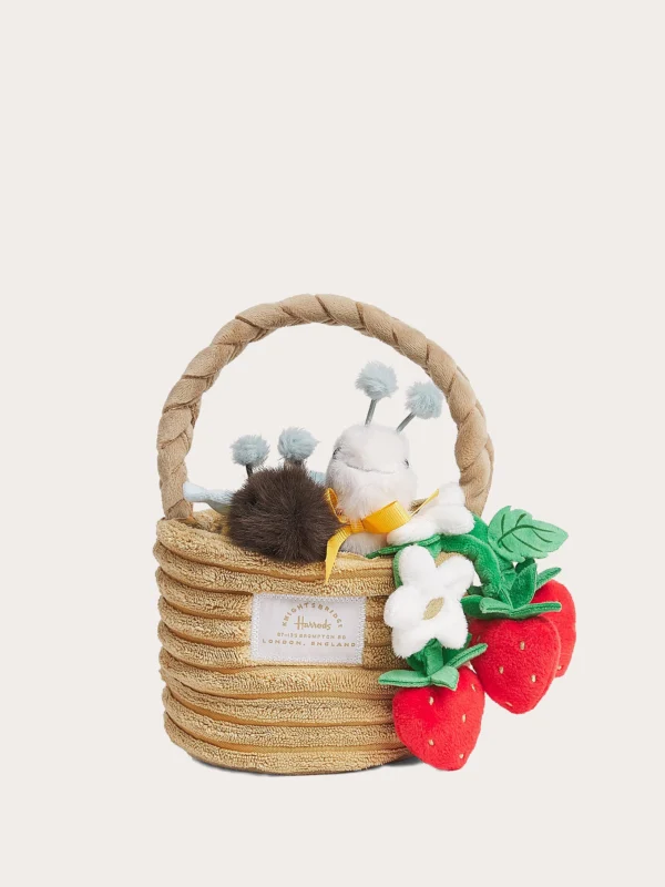 Harrods 草莓提籃裡的蜜蜂與蝸牛絨毛娃娃