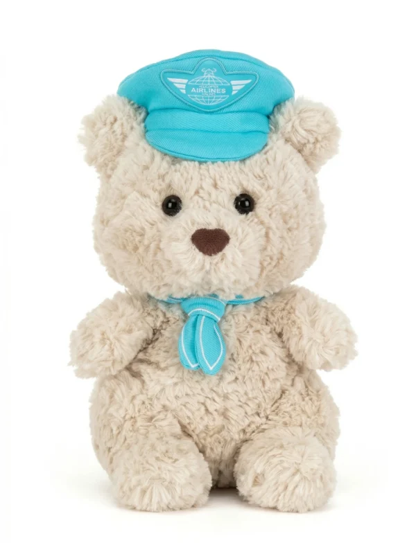Jellycat 機長巴塞羅泰迪熊絨毛娃娃 20cm 正面 - 穿著帥氣初級飛行員夾克與護目鏡造型