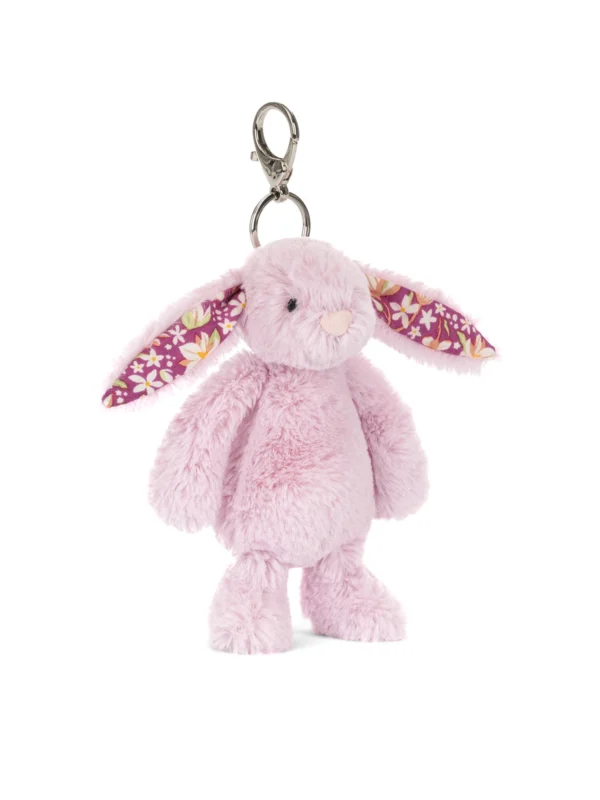 英國正品 Jellycat 兔子包包吊飾側面特寫 - 搭配高質感便利金屬夾扣