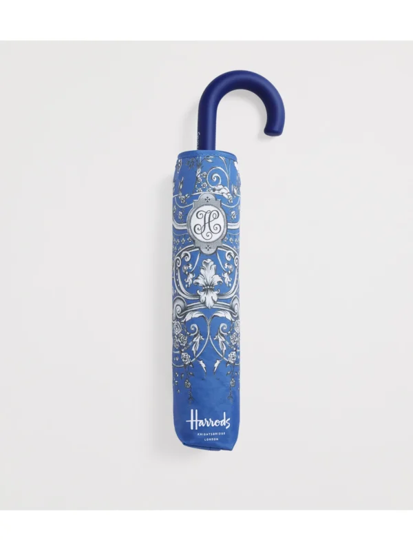 HARRODS Gilded Butterfly Umbrella_2 英國精品 Harrods 復古歐式逼框蝴蝶圖騰摺疊雨傘(藍色傘面搭配蝴蝶印花)