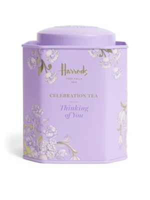 英國 Harrods 想念你慶典茶 (Thinking of You) - 淡紫色精美花卉紀念鐵罐正面外觀