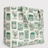 HARRODS Cotton Canvas Packaging Tote Bag_2 英國 Harrods 經典綠色美食包裝印花純棉帆布手提袋 正面展示