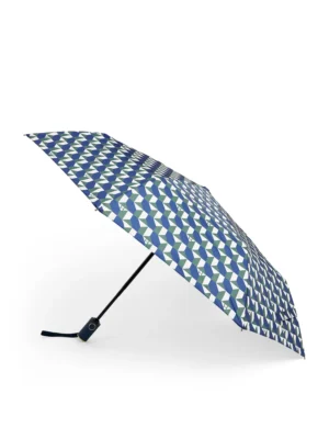 HARRODS Geo Clash Umbrella_1 英國 Harrods 幾何圖形印花雨傘 - 藍白現代幾何圖騰正面展示