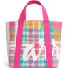 HARRODS Mini Madras Check Tote Bag_1 英國 Harrods 馬德拉斯格紋迷你手提包正面外觀-粉紅色純棉托特包