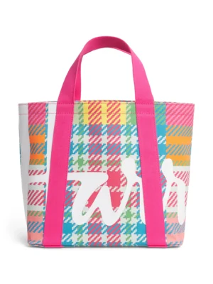 HARRODS Mini Madras Check Tote Bag_1 英國 Harrods 馬德拉斯格紋迷你手提包正面外觀-粉紅色純棉托特包