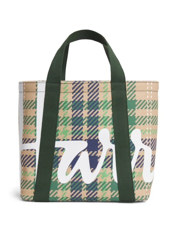 HARRODS Mini Tartan Check Tote Bag_1 英國 Harrods 馬德拉斯格紋迷你手提包正面外觀-綠色純棉托特包