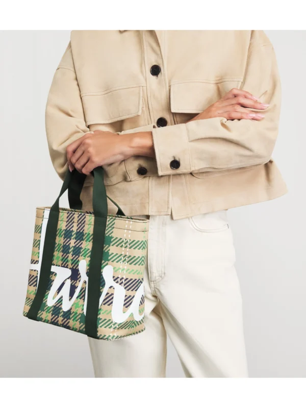 HARRODS Mini Tartan Check Tote Bag_2 英國 Harrods 馬德拉斯格紋迷你手提包穿搭示範