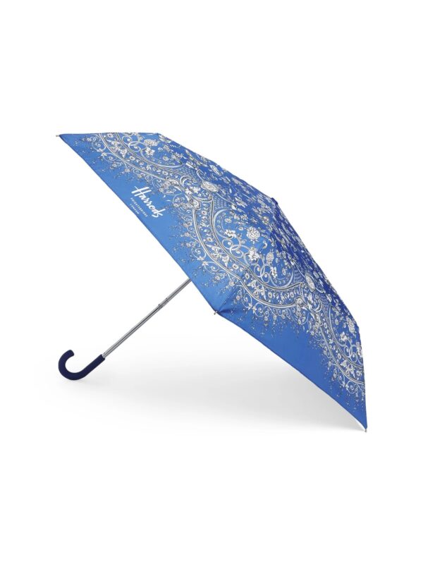HARRODS-Gilded-Butterfly-Umbrella_1-1-uni Harrods 藍色蝴蝶圖騰折疊雨傘 銀色五金