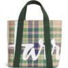 HARRODS-Mini-Tartan-Check-Tote-Bag_1-mc 英國 Harrods 馬德拉斯格紋迷你手提包正面外觀-綠色純棉托特包