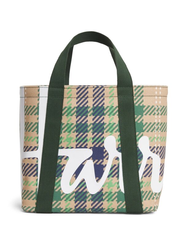 HARRODS-Mini-Tartan-Check-Tote-Bag_1-mc 英國 Harrods 馬德拉斯格紋迷你手提包正面外觀-綠色純棉托特包
