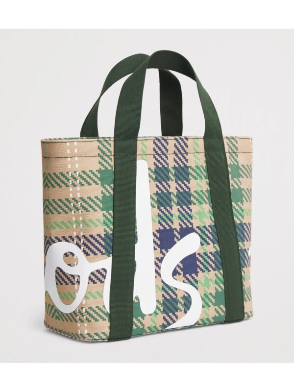HARRODS-Mini-Tartan-Check-Tote-Bag_3-mc 英國 Harrods 經典格紋休閒手提袋-清新綠色款搭配雙提手帶