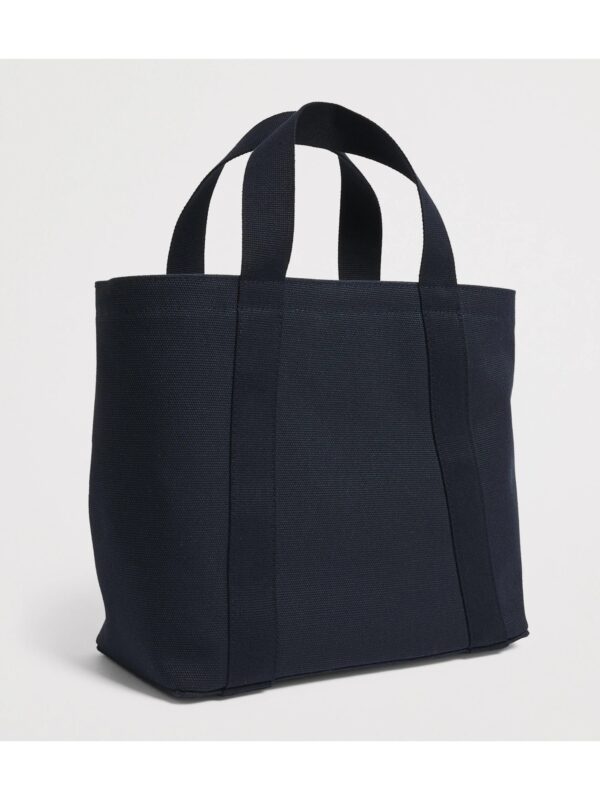 HARRODS-Small-Cotton-Canvas-British-Rosette-Tote-Bag_2-mc 英國直購正品 Harrods 女用手提包背面質感展示,深藍色帆布極簡百搭