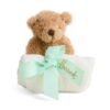 HDAA2610001-51-uni 英國 Harrods My First Henry Bear 亨利熊安撫巾正面全覽,淺綠色純棉材質,附熊頭娃娃設計
