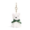 HDAK2610011-00-uni 英國 Harrods 白色西高地白梗犬絨毛包包吊飾正面,搭配金色搭扣五金配件