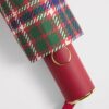 HDAU2622006-14_3-mc Harrods 格紋折疊雨傘局部特寫,格紋布料紋理與品牌標誌細節呈現