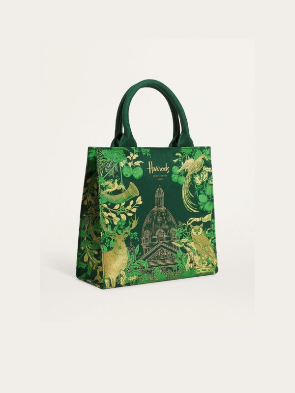 HDBA2432004-1-uni Harrods 經典綠提花輕便手提購物袋