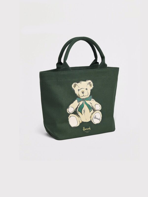 HDBA2532004-1-uni Harrods Henry Bear 經典綠帆布托特包