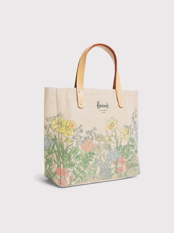 HDBA2612001-1-uni Harrods 復活節花卉棉麻皮革把手托特包