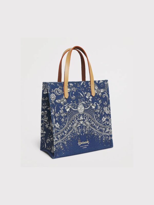 HDBA2622002-1-uni Harrods 鍍金蝴蝶印花藍色手提托特包
