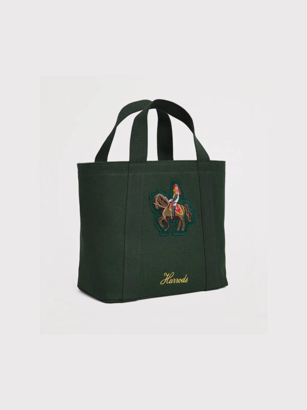 HDBA2622003-1-uni Harrods 騎馬貼片燙金Logo經典棉帆布托特包